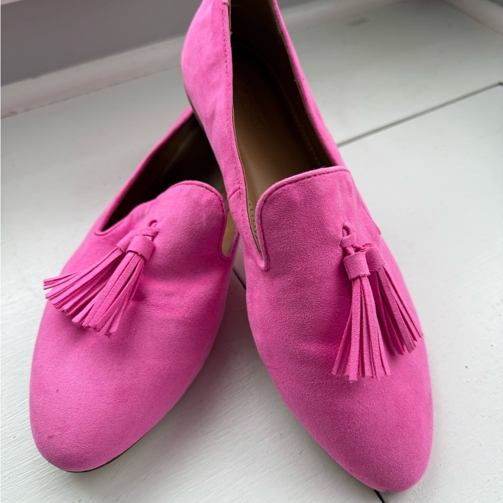 J. Crew Factory Vibrant Pink Tassel Flats